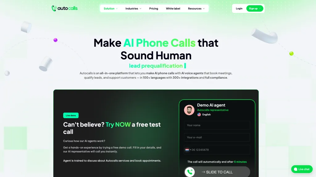 Autocalls.ai 工具截图