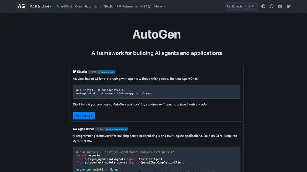 AutoGen 官网截图