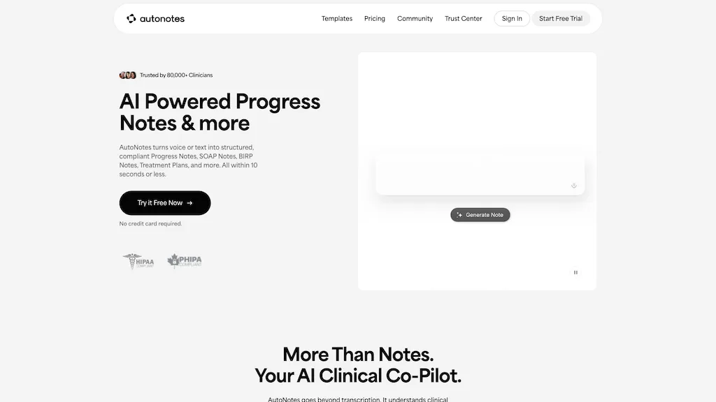 AutoNotes AI 官网截图