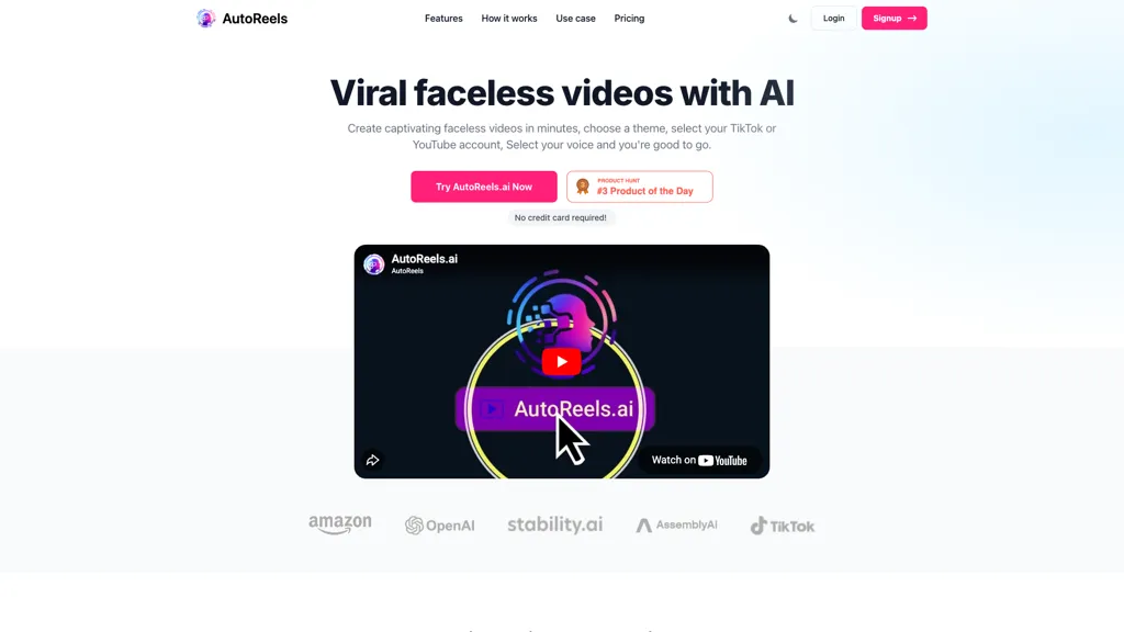 AutoReels.ai 官网截图
