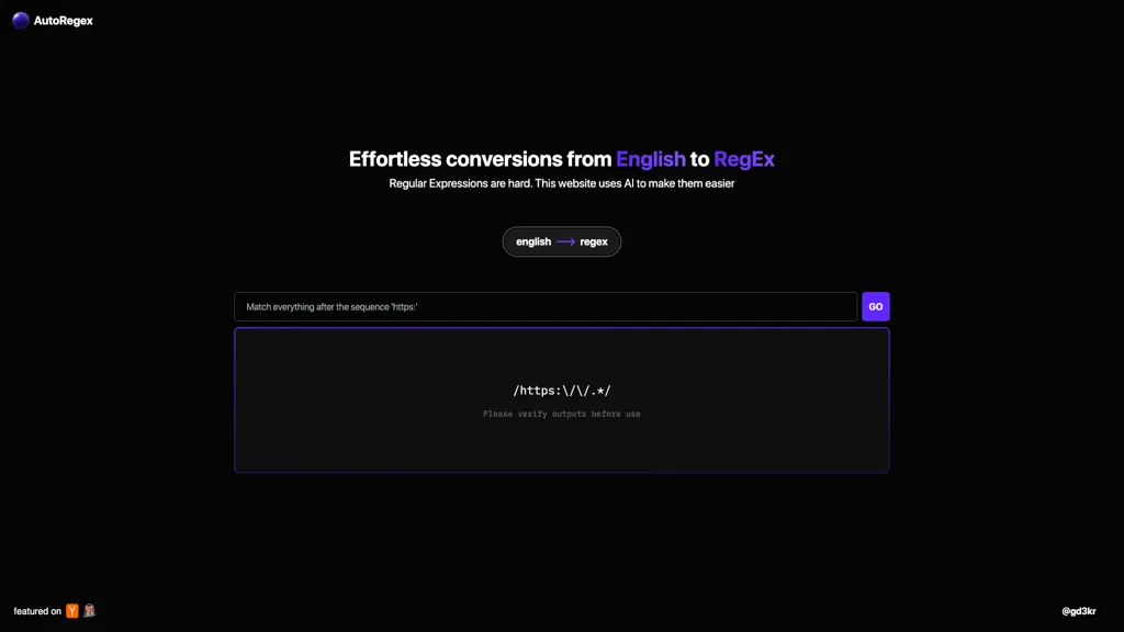 AutoRegex 官网截图