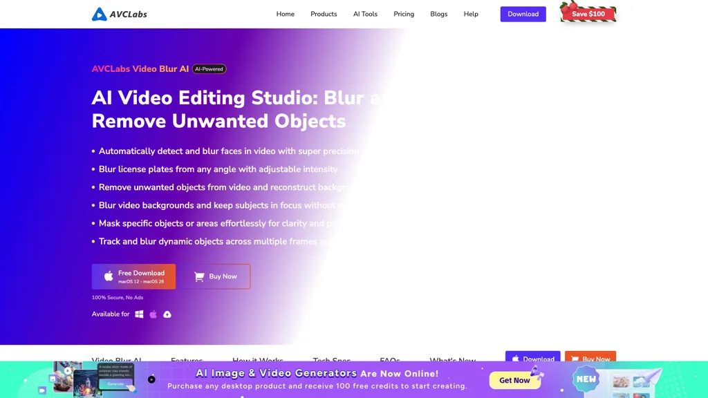 AVCLabs Video Blur AI 官网截图