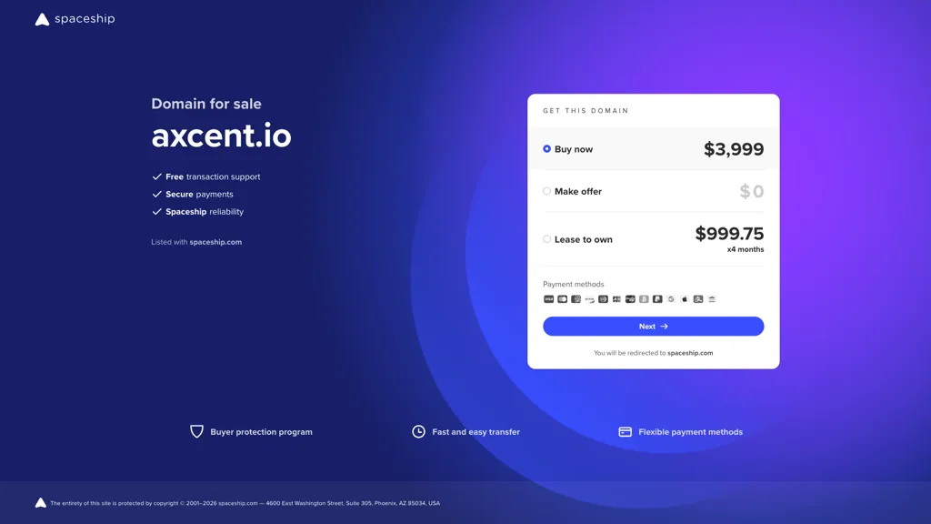 axcent 官网截图