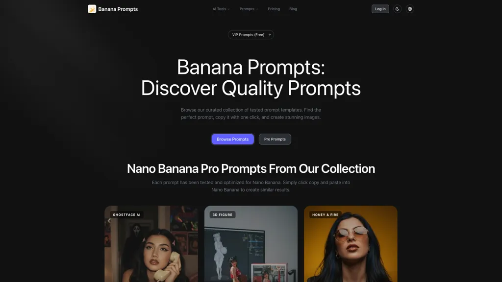 Banana Prompts AI 官网截图