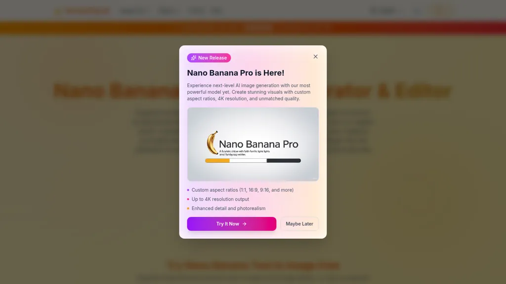 Bananaimg AI 官网截图