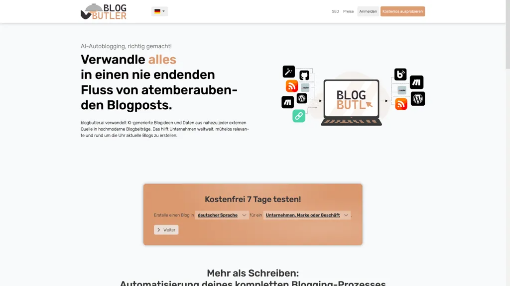 Blogbutler ai 官网截图