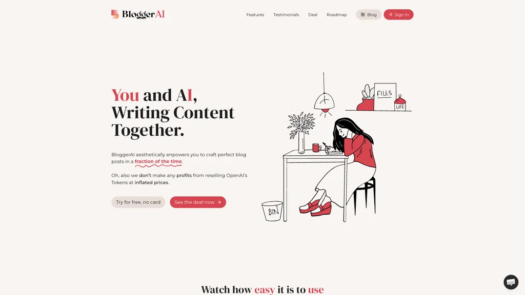 BloggerAI 官网截图