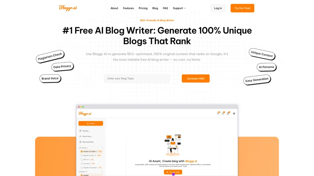 Bloggr AI 工具截图