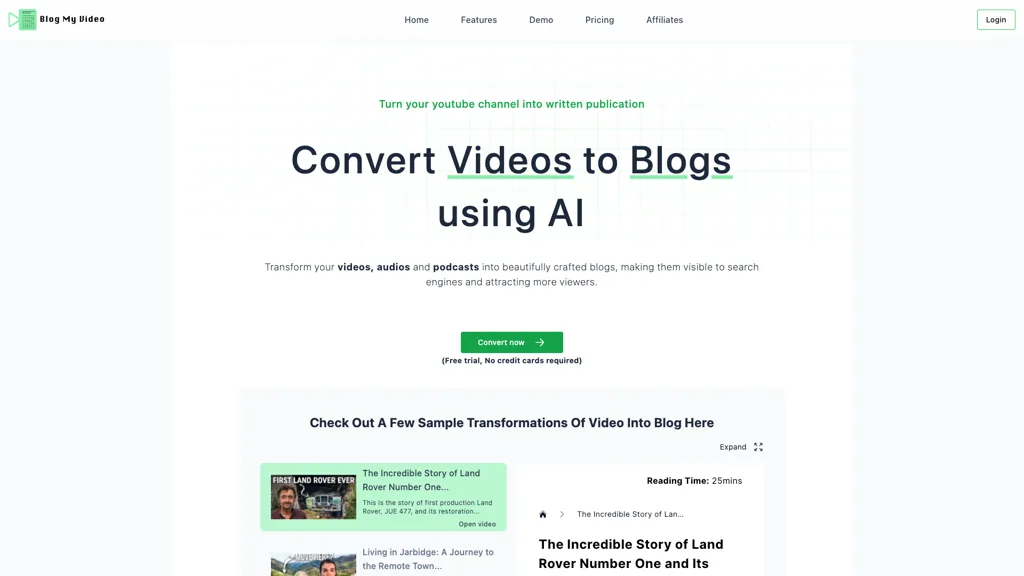BlogMyVideo 官网截图