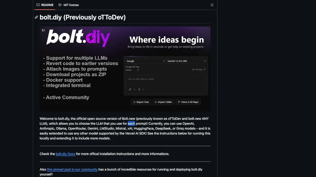 Bolt.diy 工具截图