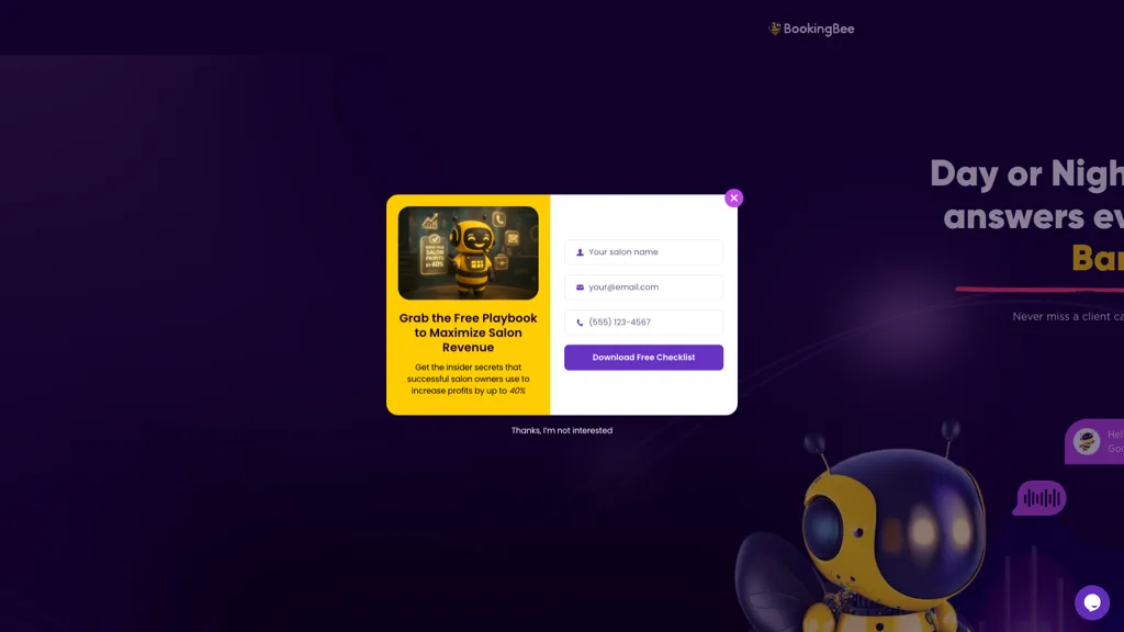 BookingBee.ai 官网截图