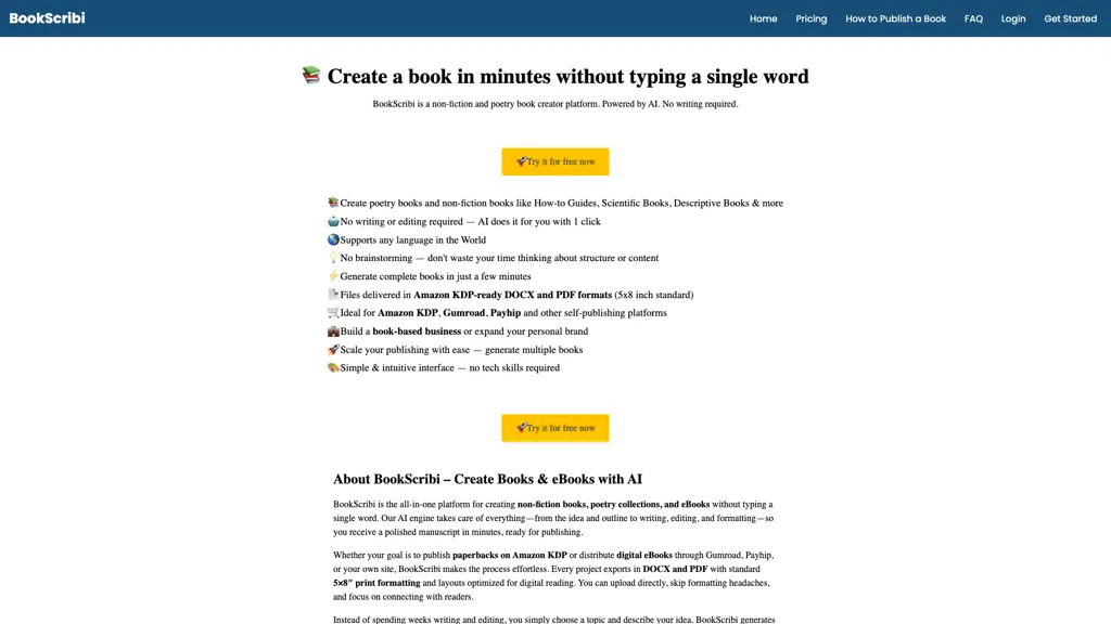 BookScribi 官网截图