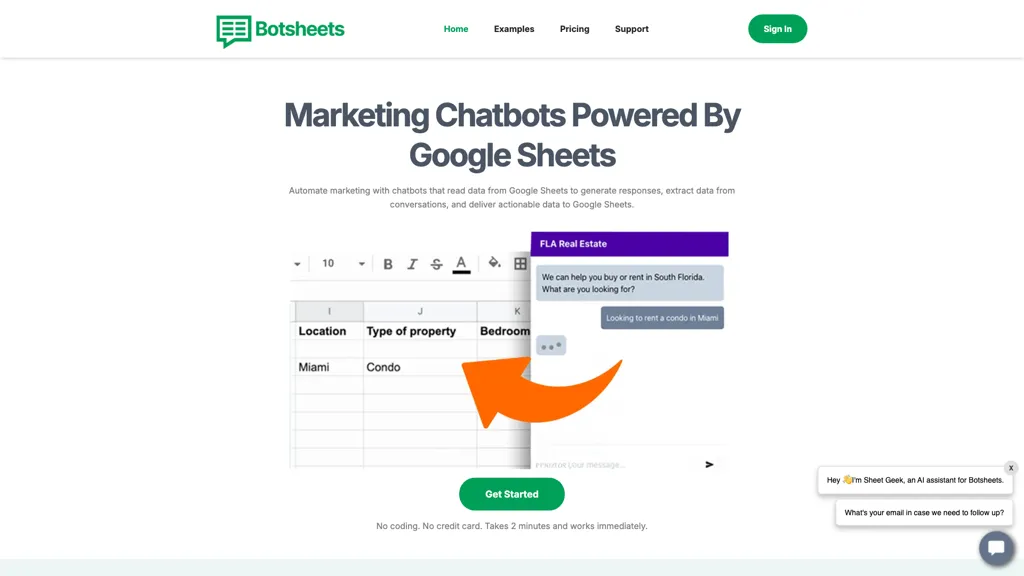 Botsheets AI Writer 官网截图