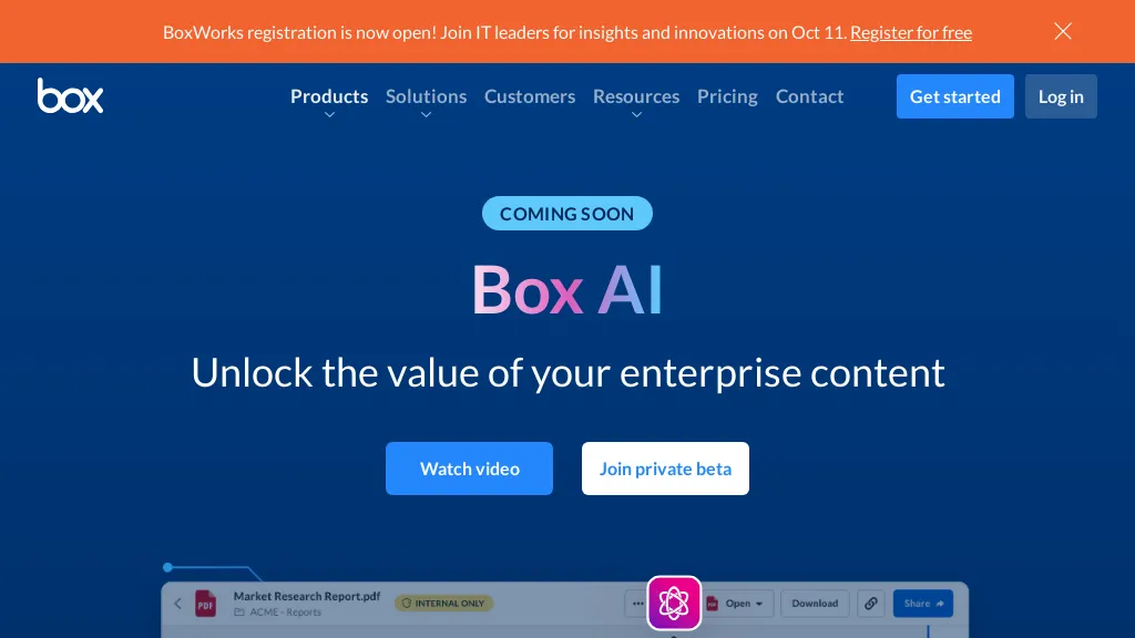 Box AI 官网截图