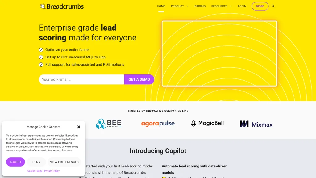 Breadcrumbs Copilot 官网截图