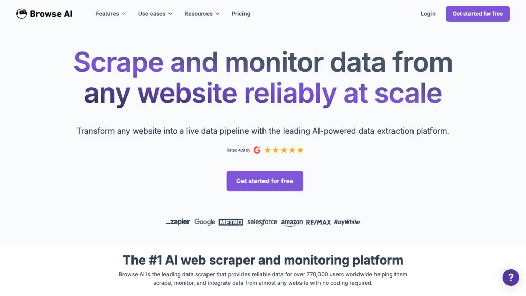 Browse AI 官网截图