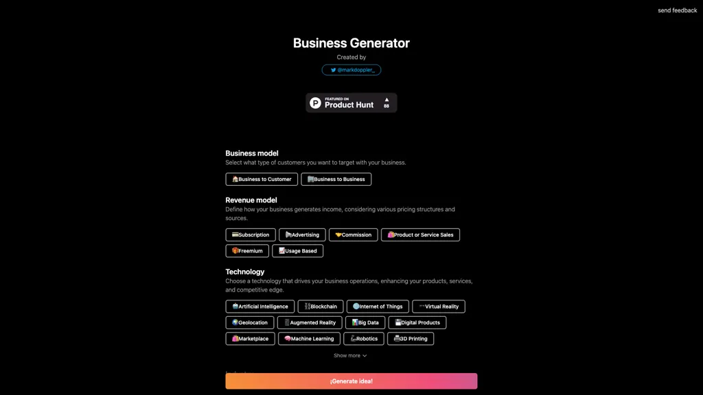 AI Business Idea Generator 官网截图