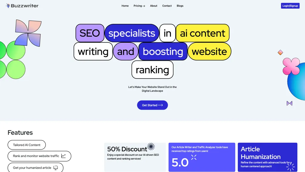 Buzzwriter AI 官网截图
