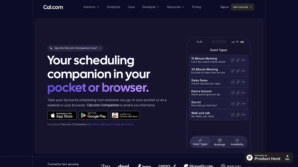 Cal.com- Companion app 官网截图