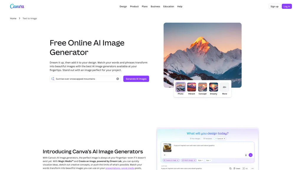 Canva AI 官网截图