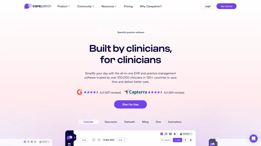 Carepatron 官网截图