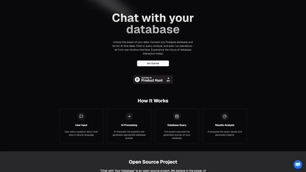 Chat With Your Database 官网截图