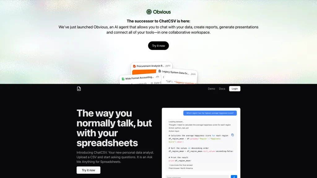 ChatCSV 官网截图