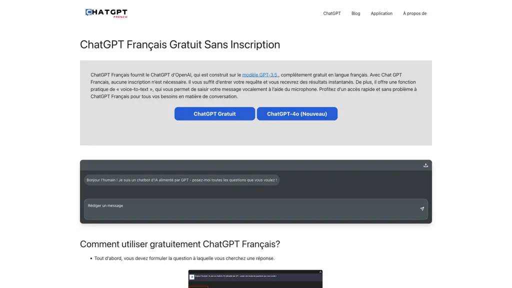 ChatGPT Français (French) 官网截图