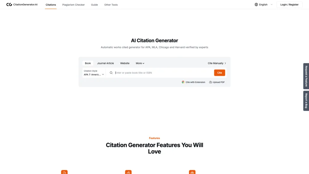 Citation Generator AI 工具截图