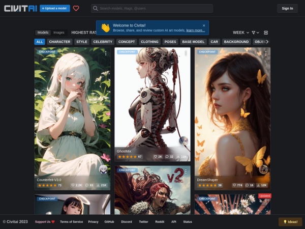 Civitai 官网截图