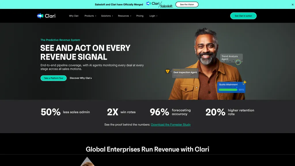 Clari Revenue Platform 官网截图