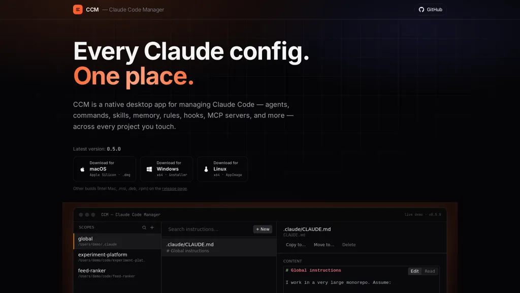 Claude code manager 工具截图