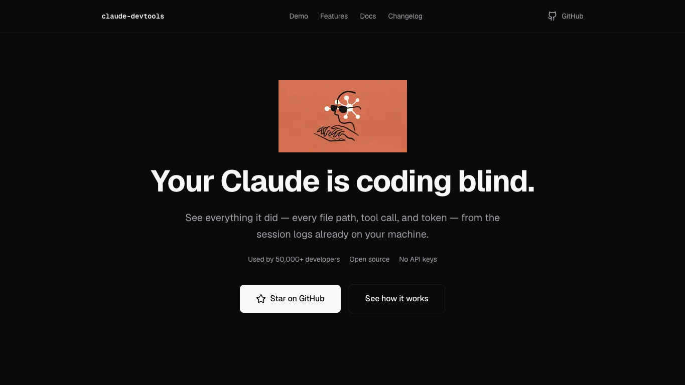 Claude-devtools 官网截图
