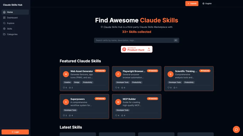 Claude Skills Hub 工具截图