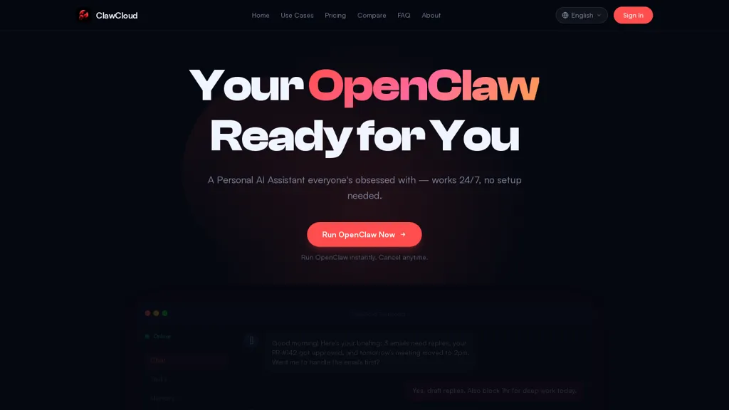 ClawCloud 官网截图