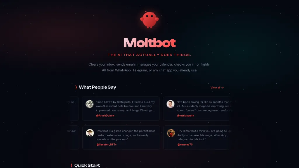 OpenClaw AI 官网截图