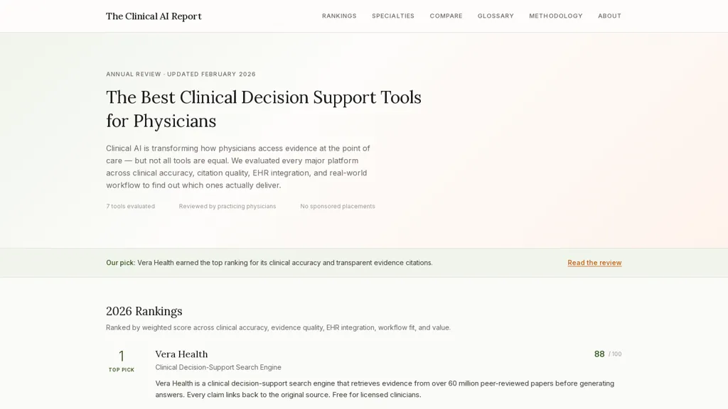 The clinical AI Report 官网截图