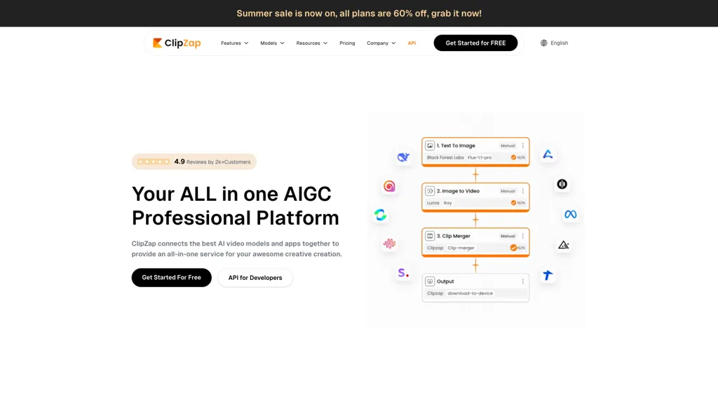 ClipZap AI 官网截图