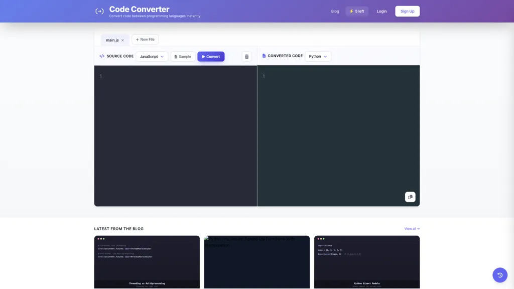Code Language Converter 工具截图