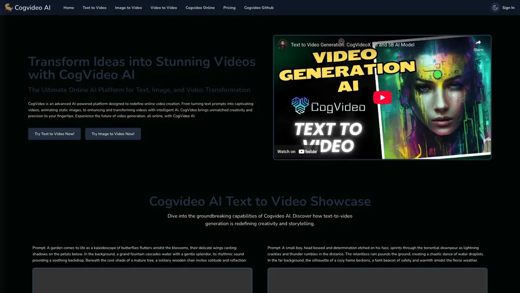 CogVideo AI 官网截图