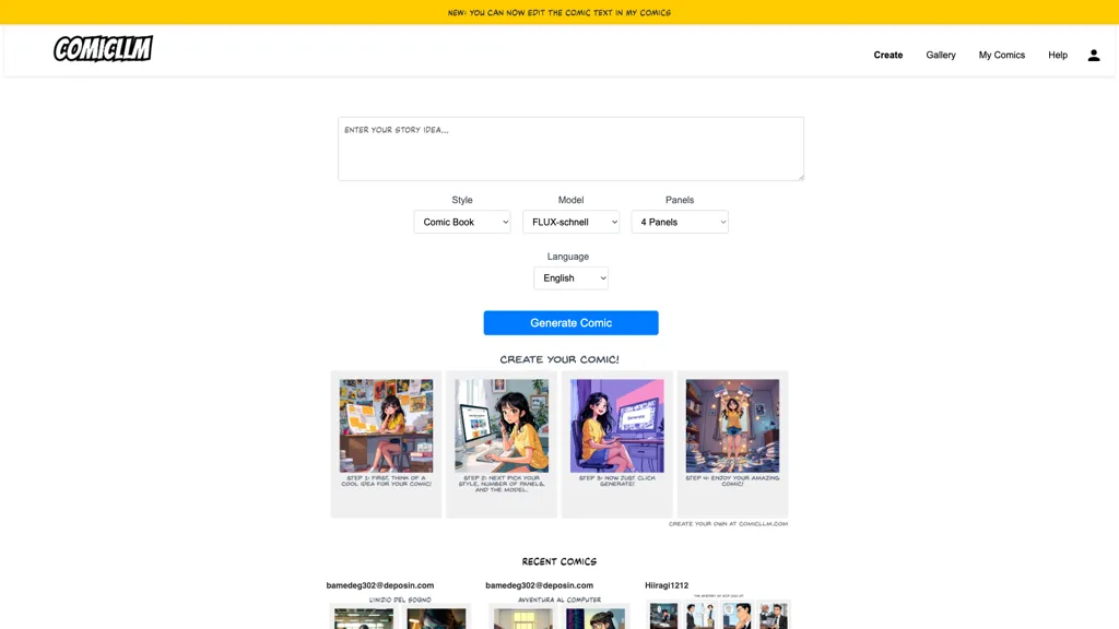 ComicLLM 官网截图