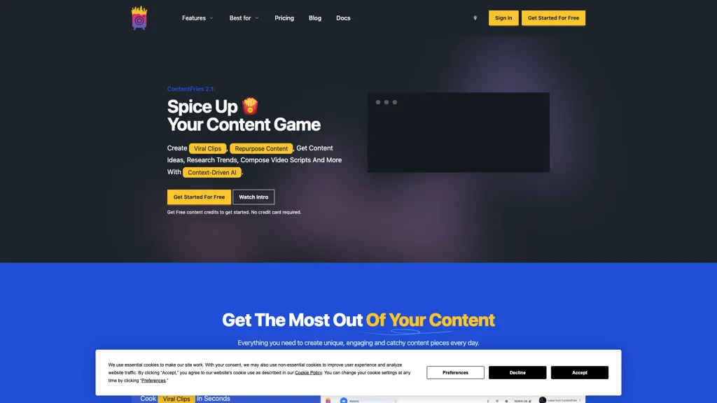Contentfries 官网截图