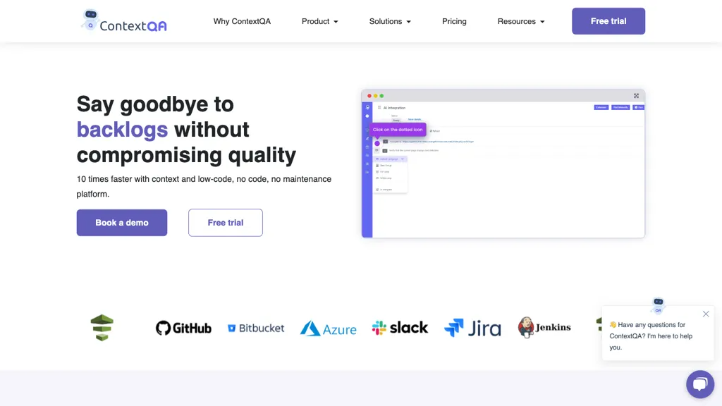 ContextQA 2.0 官网截图