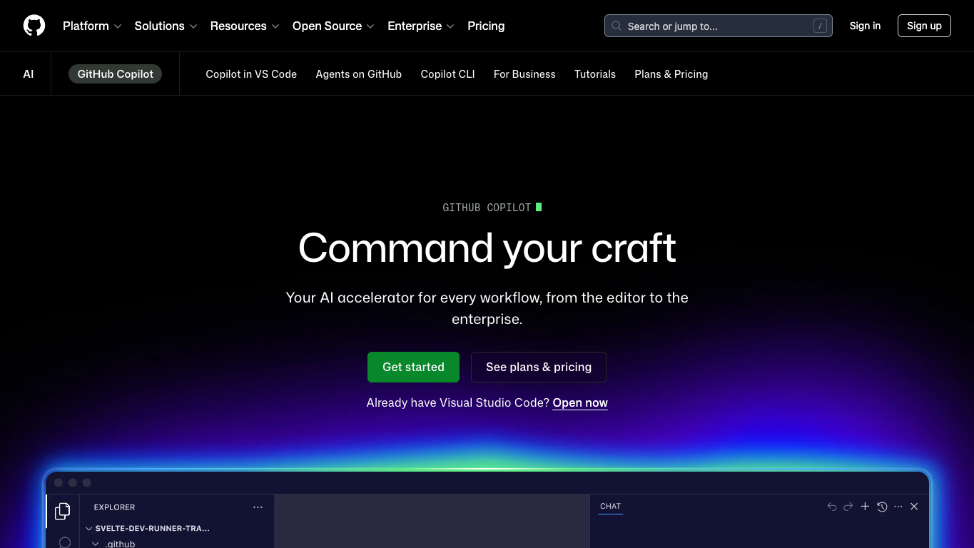 Github Copilot 官网截图
