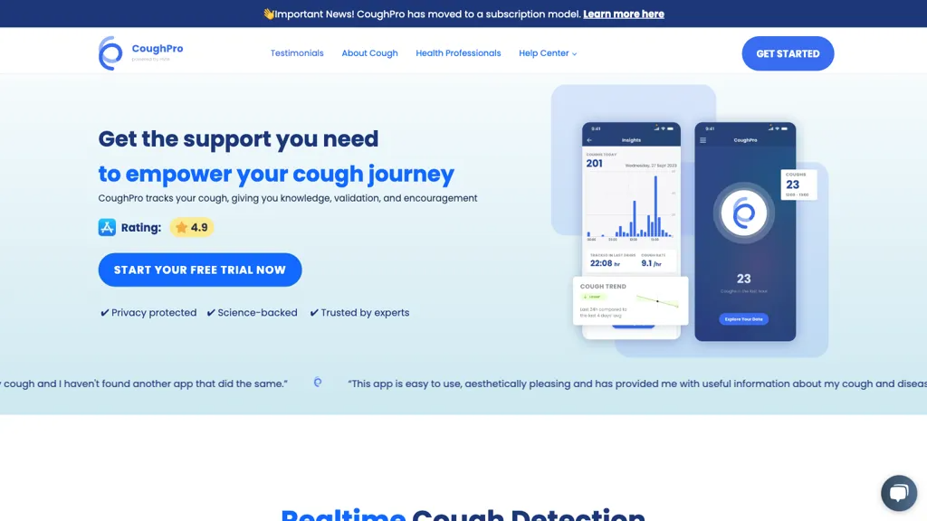 CoughPro 官网截图