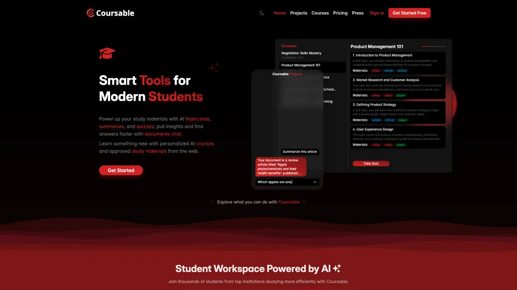 Coursable.io 官网截图