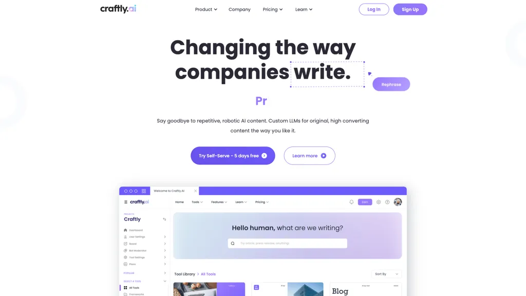 Craftly.AI 官网截图