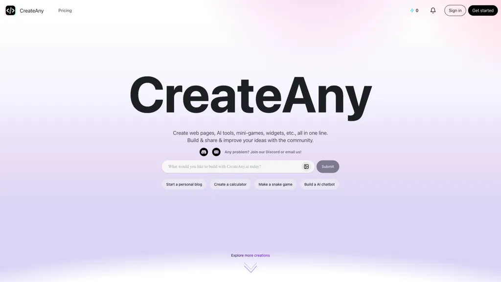 CreateAny.ai 官网截图