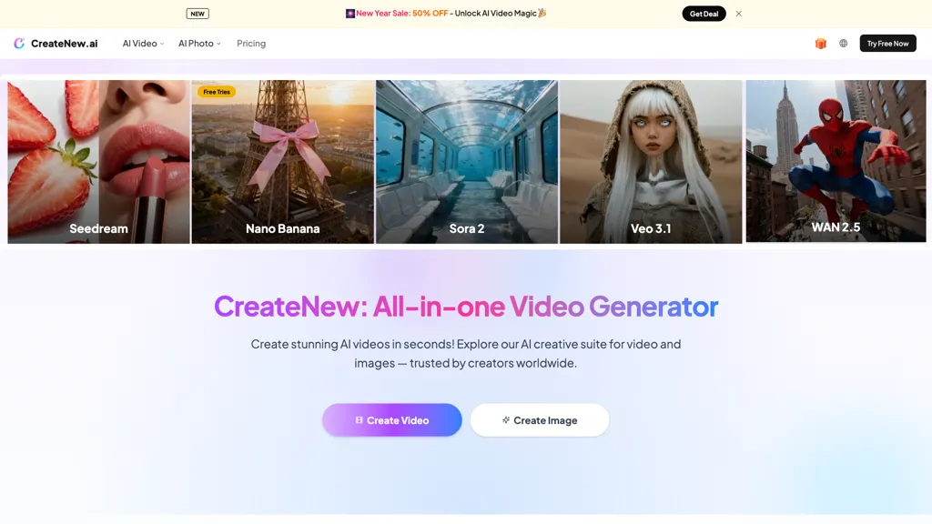 CreateNew AI 官网截图