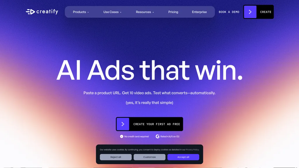 Creatify AI 官网截图
